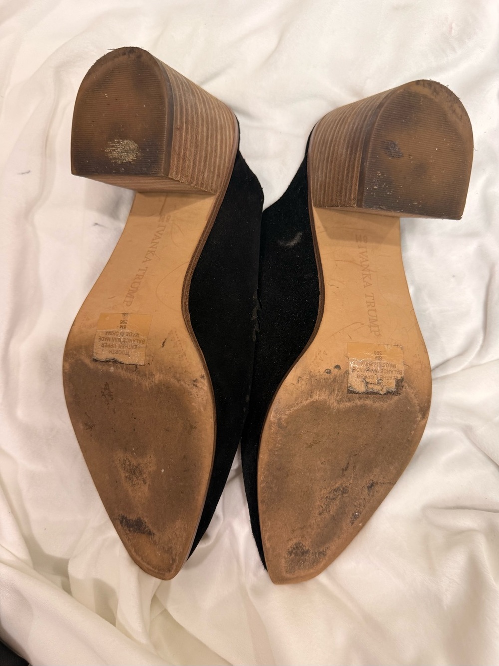 Ivanka Trump Black Laser-Cut Suede Mules - Picture 5 of 5